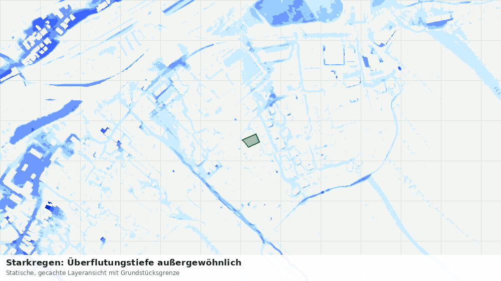 Statische Kartenansicht: Starkregen: Überflutungstiefe außergewöhnlich