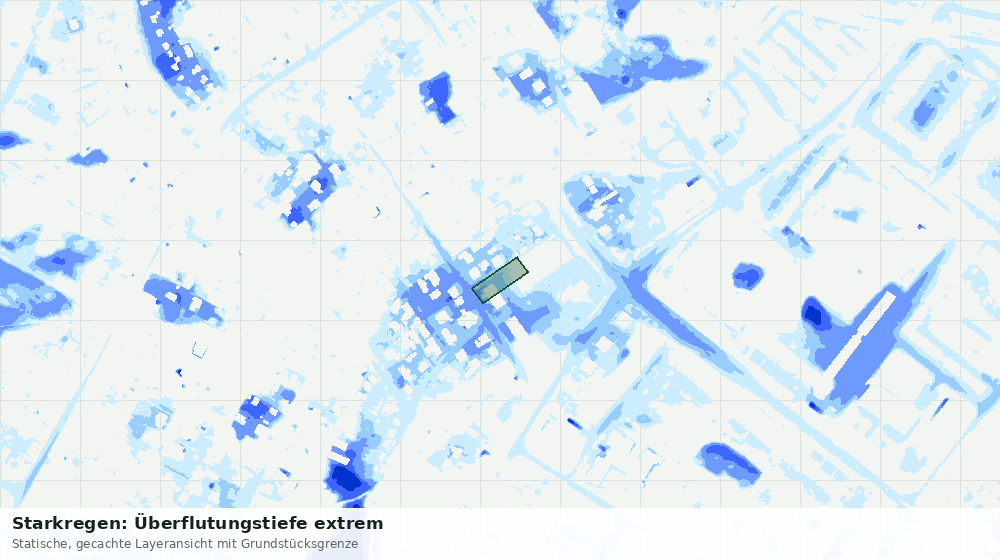Statische Kartenansicht: Starkregen: Überflutungstiefe extrem