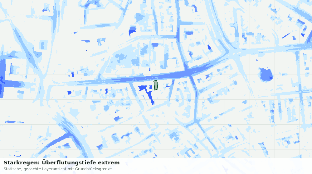 Statische Kartenansicht: Starkregen: Überflutungstiefe extrem