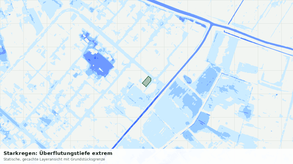 Statische Kartenansicht: Starkregen: Überflutungstiefe extrem