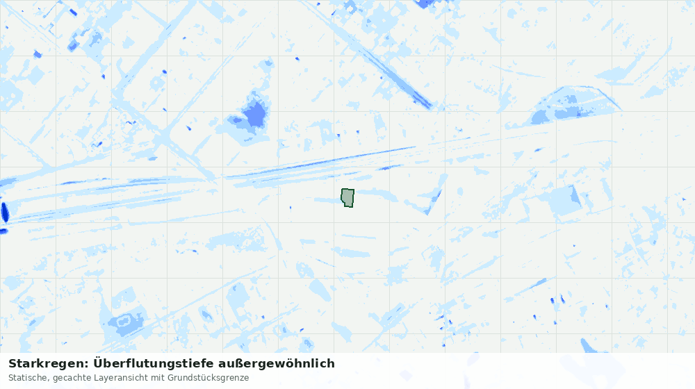 Statische Kartenansicht: Starkregen: Überflutungstiefe außergewöhnlich