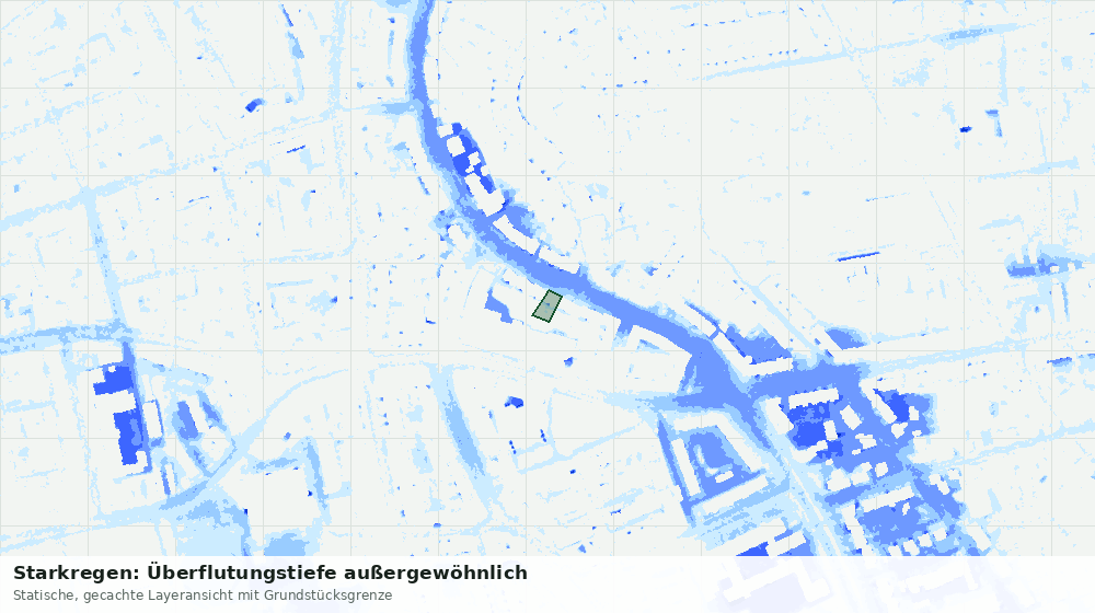Statische Kartenansicht: Starkregen: Überflutungstiefe außergewöhnlich