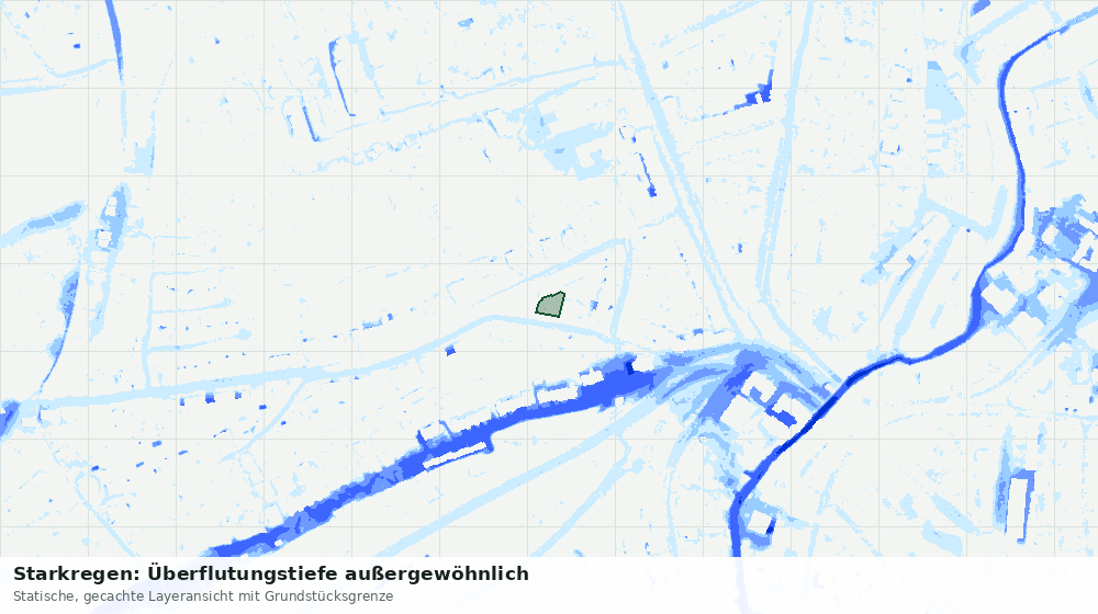 Statische Kartenansicht: Starkregen: Überflutungstiefe außergewöhnlich