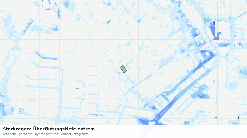 Statische Kartenansicht: Starkregen: Überflutungstiefe extrem