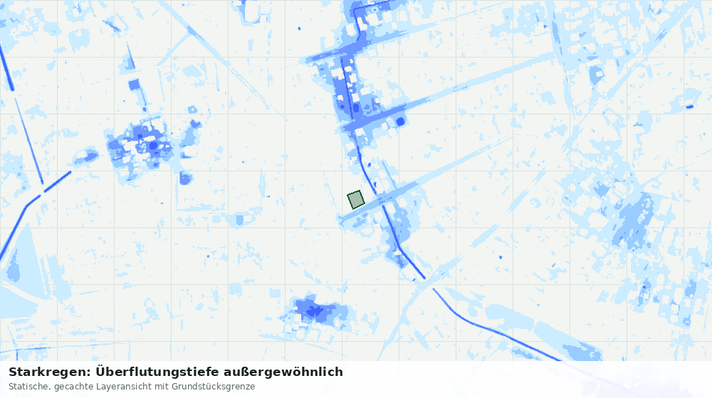 Statische Kartenansicht: Starkregen: Überflutungstiefe außergewöhnlich