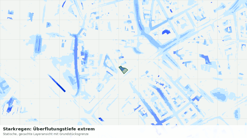 Statische Kartenansicht: Starkregen: Überflutungstiefe extrem