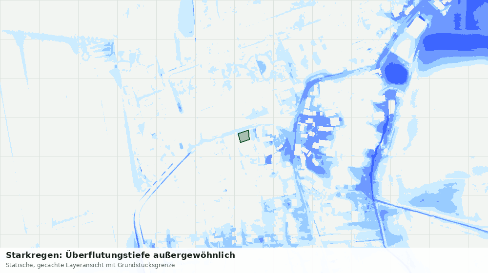 Statische Kartenansicht: Starkregen: Überflutungstiefe außergewöhnlich
