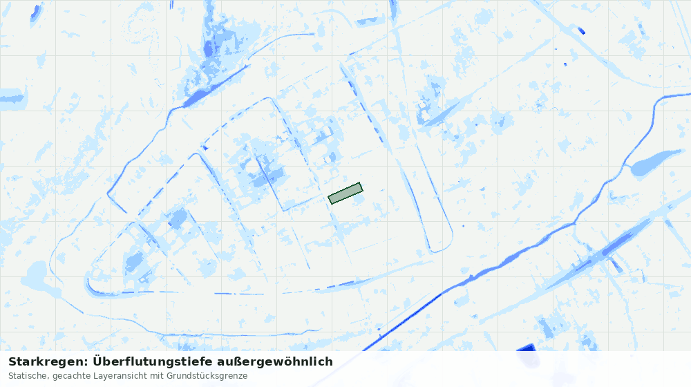 Statische Kartenansicht: Starkregen: Überflutungstiefe außergewöhnlich