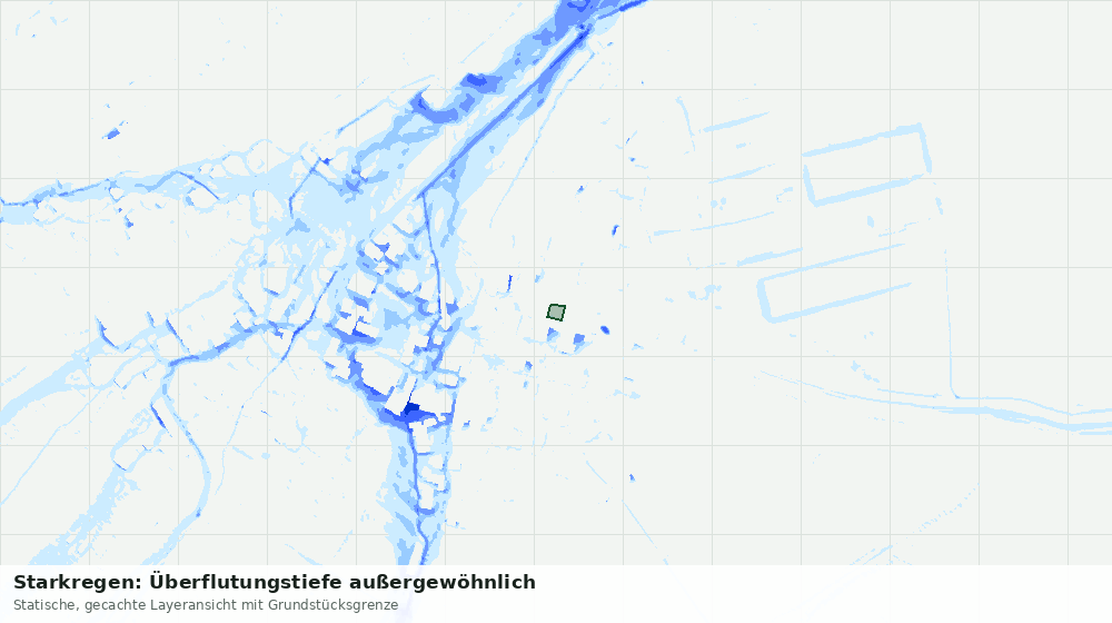 Statische Kartenansicht: Starkregen: Überflutungstiefe außergewöhnlich