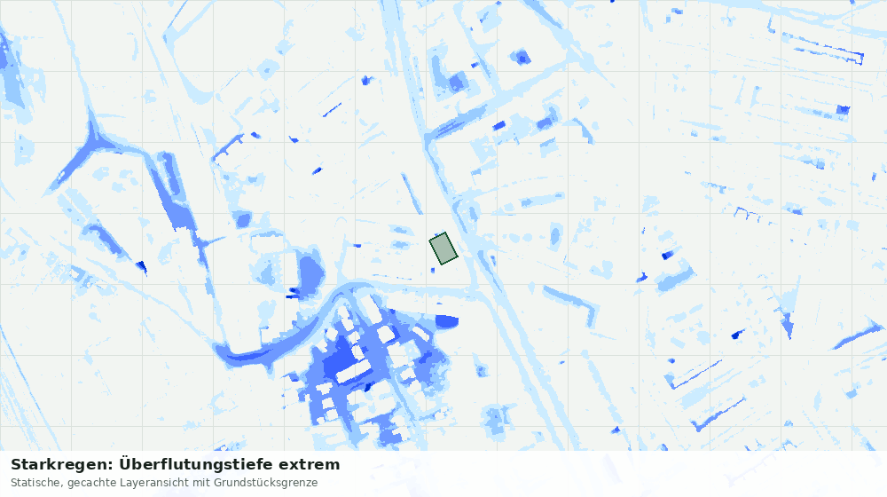 Statische Kartenansicht: Starkregen: Überflutungstiefe extrem