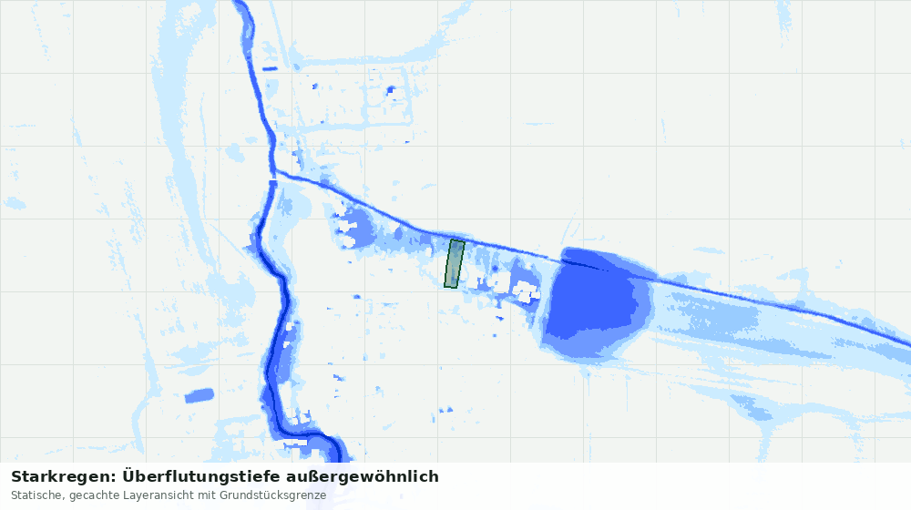 Statische Kartenansicht: Starkregen: Überflutungstiefe außergewöhnlich