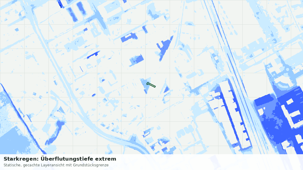 Statische Kartenansicht: Starkregen: Überflutungstiefe extrem