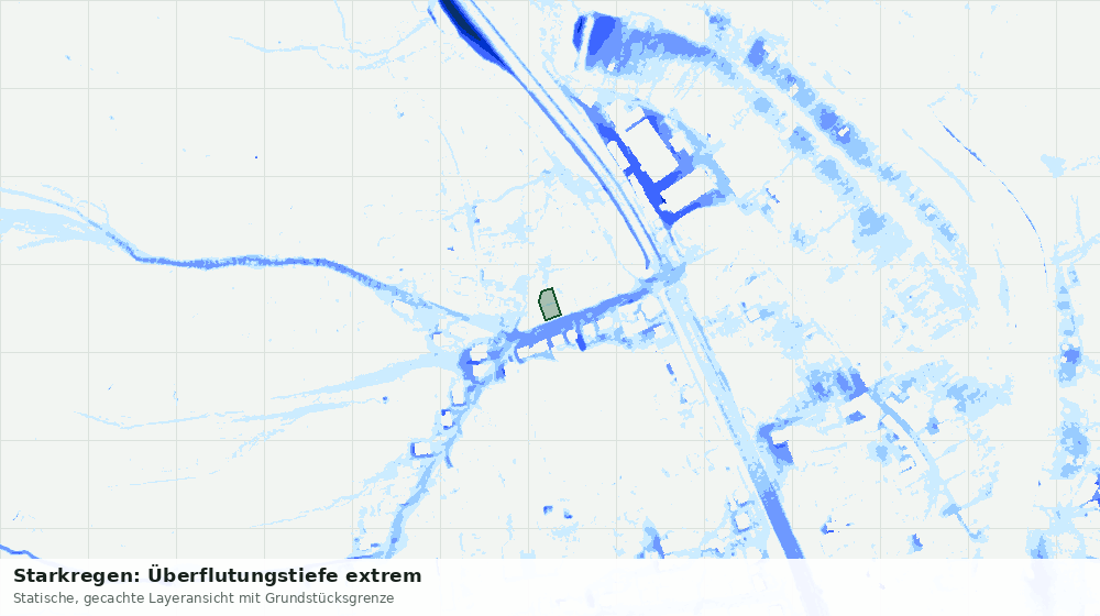 Statische Kartenansicht: Starkregen: Überflutungstiefe extrem