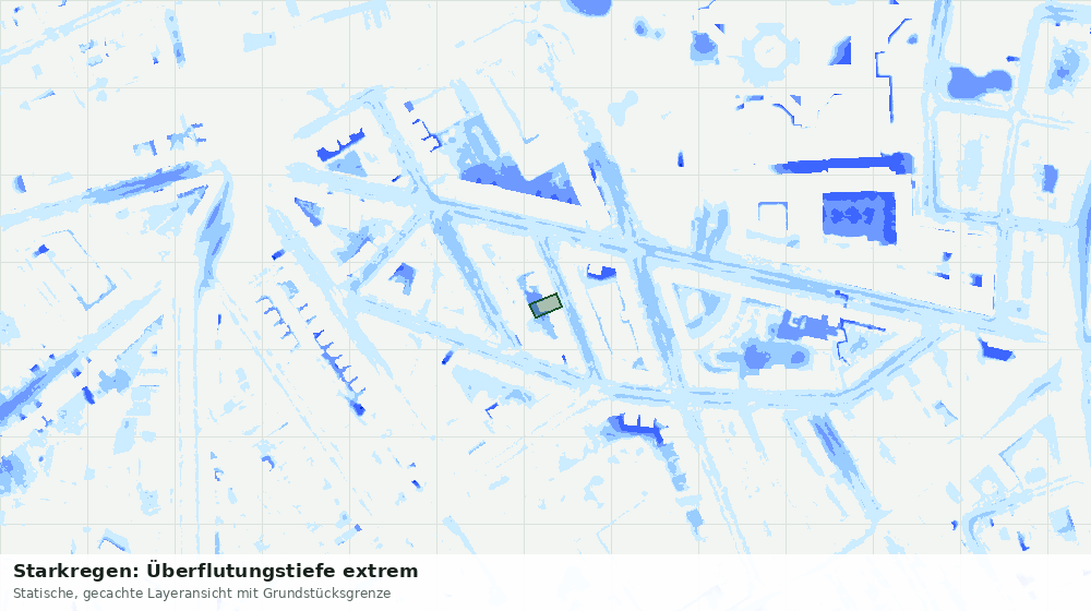 Statische Kartenansicht: Starkregen: Überflutungstiefe extrem