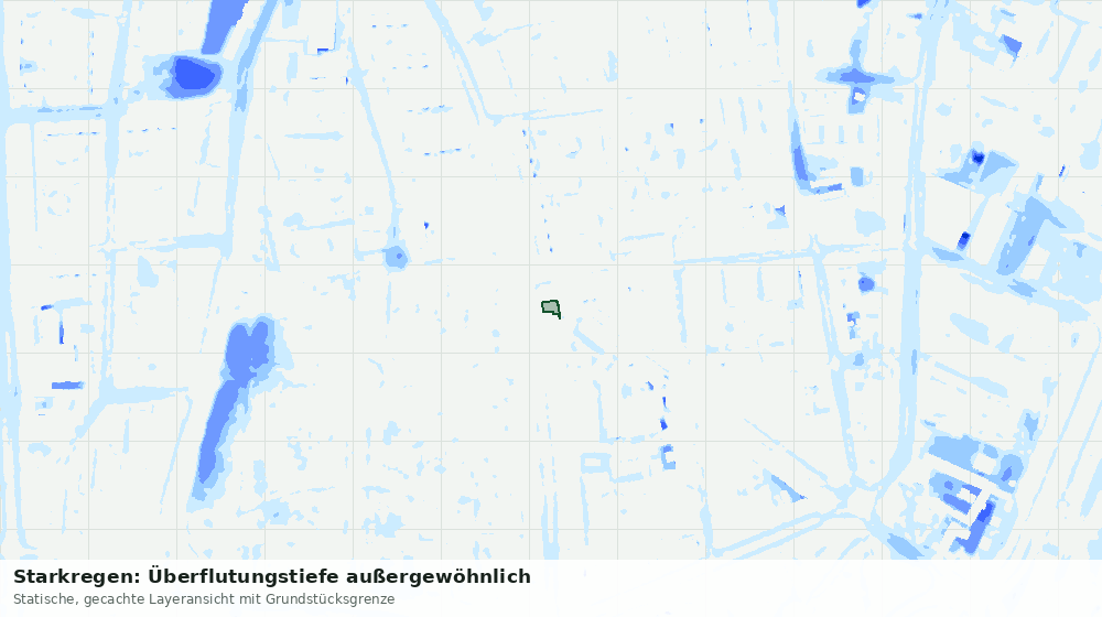 Statische Kartenansicht: Starkregen: Überflutungstiefe außergewöhnlich