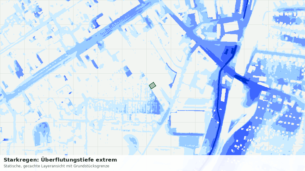 Statische Kartenansicht: Starkregen: Überflutungstiefe extrem