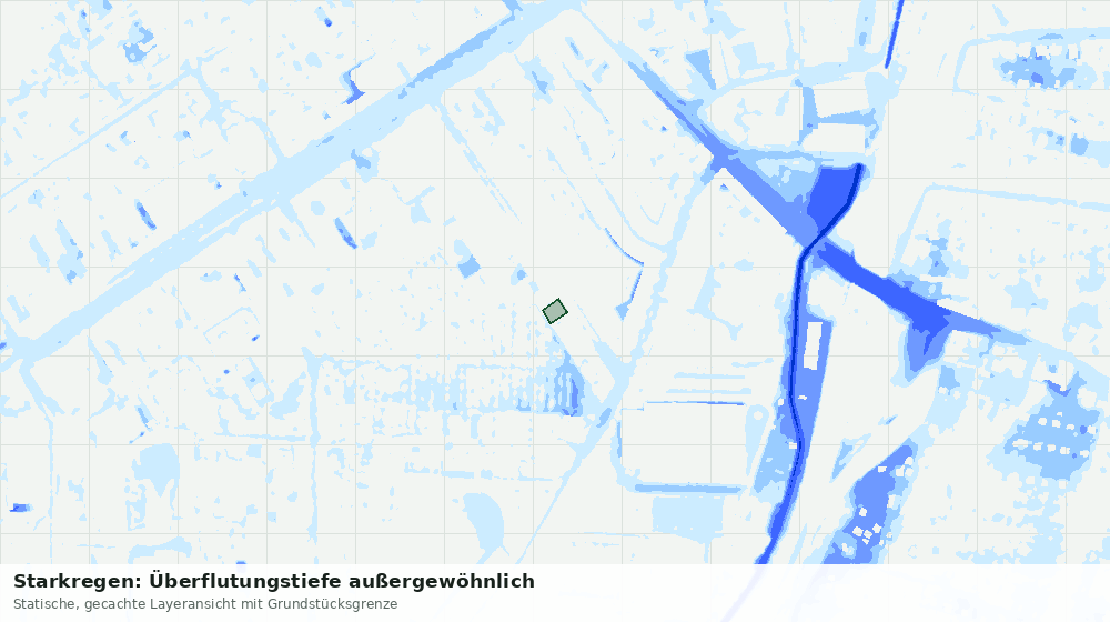 Statische Kartenansicht: Starkregen: Überflutungstiefe außergewöhnlich