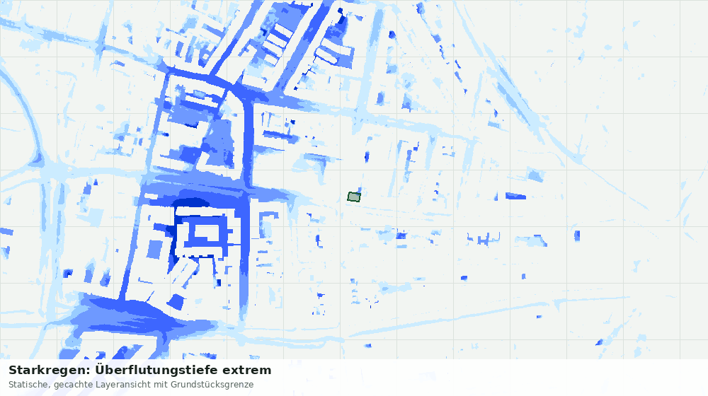 Statische Kartenansicht: Starkregen: Überflutungstiefe extrem
