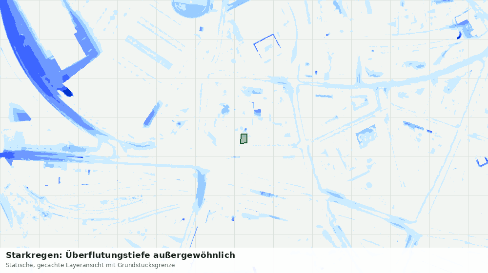 Statische Kartenansicht: Starkregen: Überflutungstiefe außergewöhnlich
