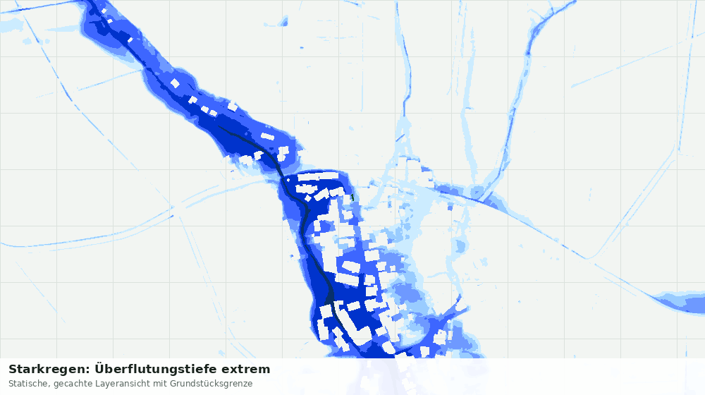 Statische Kartenansicht: Starkregen: Überflutungstiefe extrem