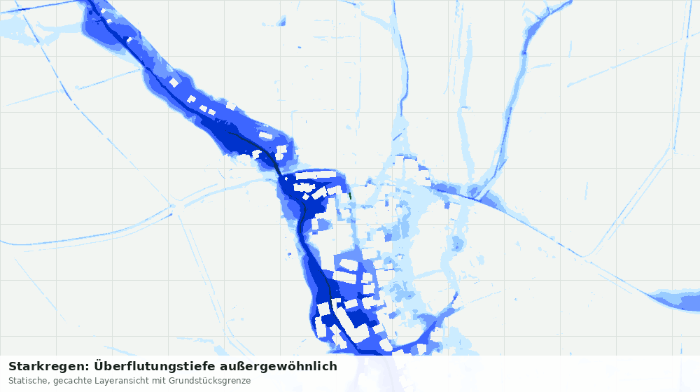 Statische Kartenansicht: Starkregen: Überflutungstiefe außergewöhnlich