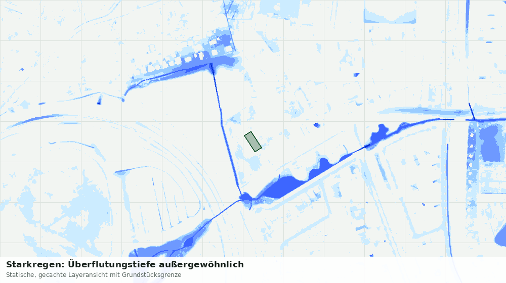 Statische Kartenansicht: Starkregen: Überflutungstiefe außergewöhnlich