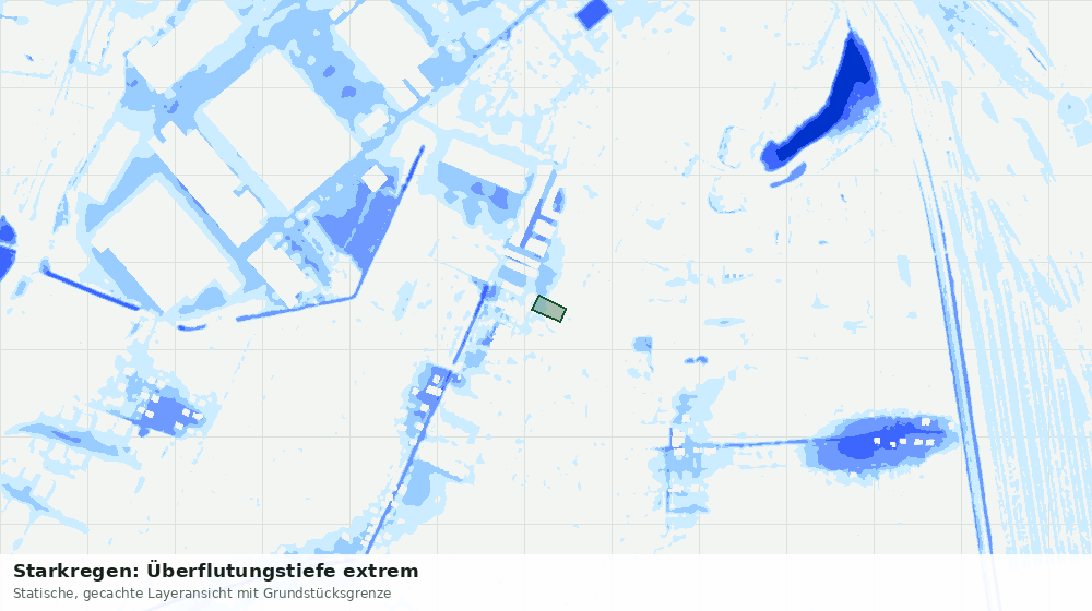 Statische Kartenansicht: Starkregen: Überflutungstiefe extrem