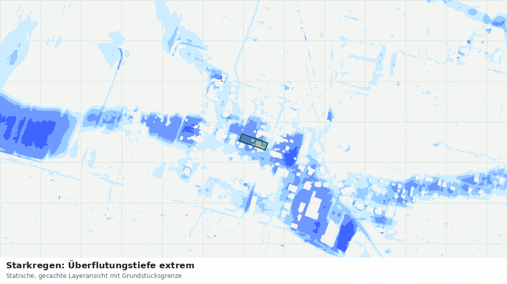 Statische Kartenansicht: Starkregen: Überflutungstiefe extrem