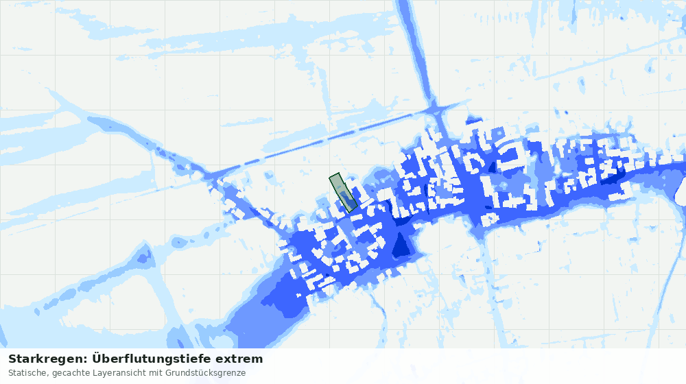 Statische Kartenansicht: Starkregen: Überflutungstiefe extrem