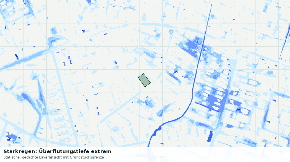 Statische Kartenansicht: Starkregen: Überflutungstiefe extrem