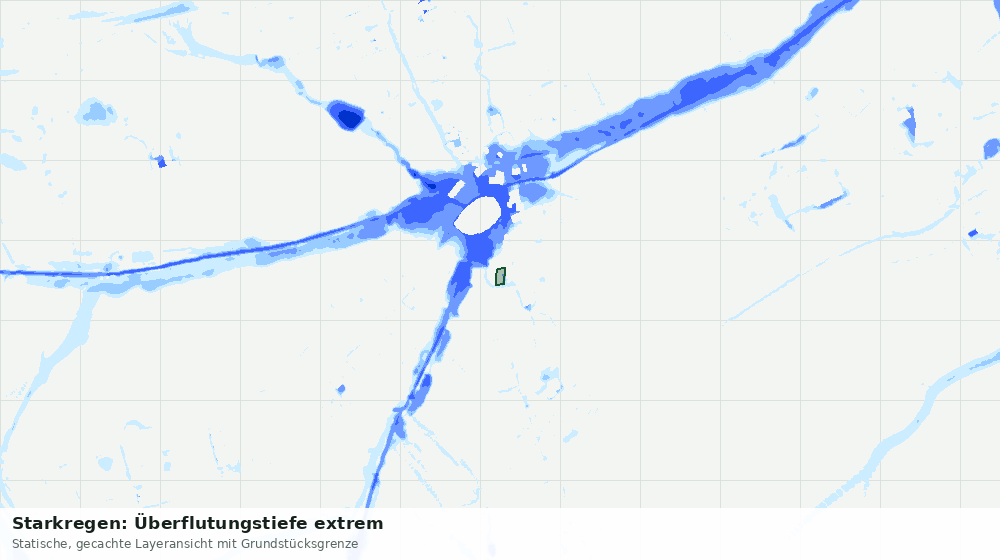 Statische Kartenansicht: Starkregen: Überflutungstiefe extrem