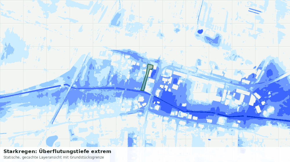 Statische Kartenansicht: Starkregen: Überflutungstiefe extrem