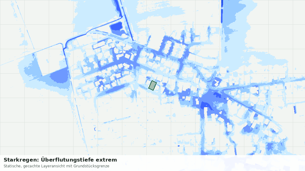 Statische Kartenansicht: Starkregen: Überflutungstiefe extrem