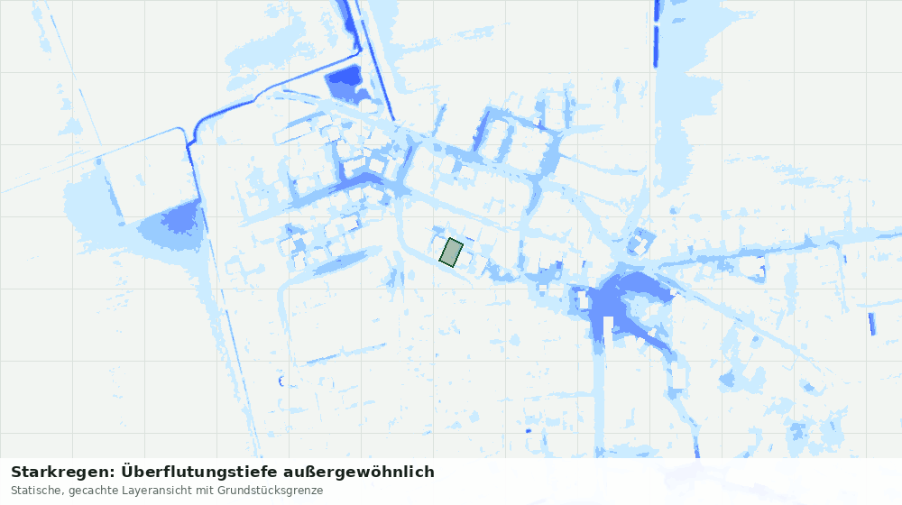Statische Kartenansicht: Starkregen: Überflutungstiefe außergewöhnlich