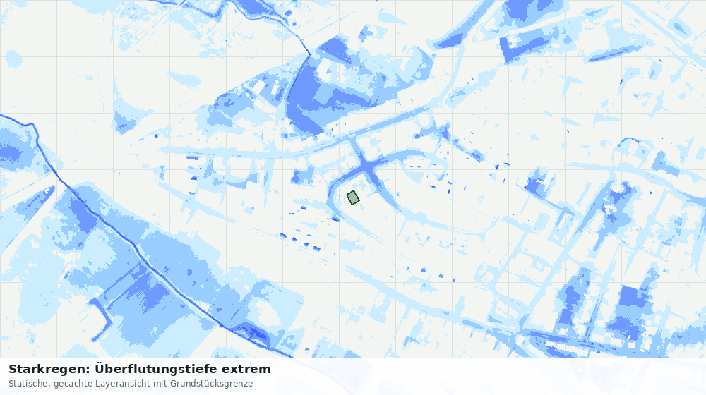Statische Kartenansicht: Starkregen: Überflutungstiefe extrem