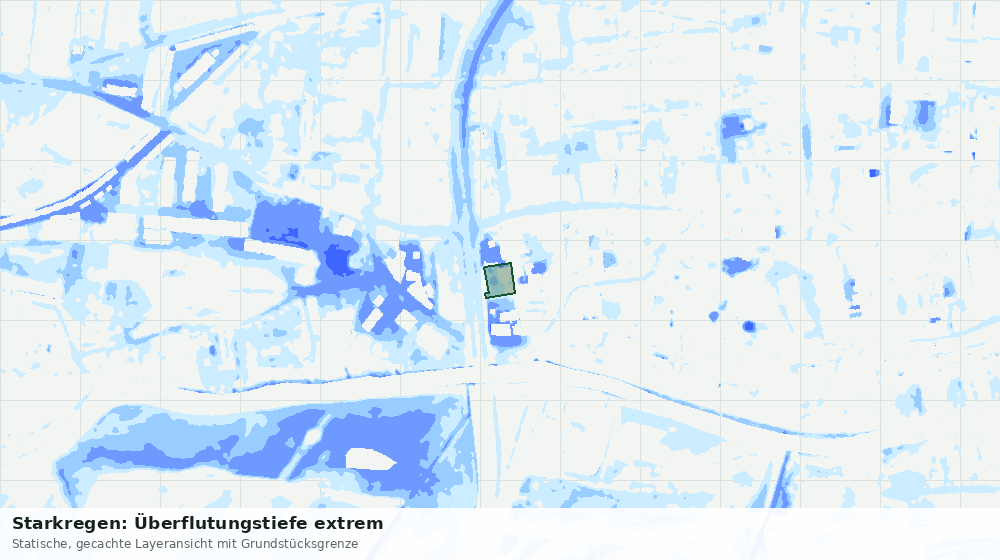Statische Kartenansicht: Starkregen: Überflutungstiefe extrem