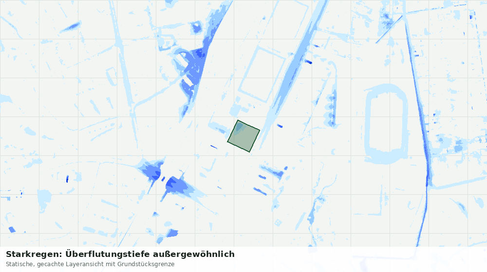 Statische Kartenansicht: Starkregen: Überflutungstiefe außergewöhnlich