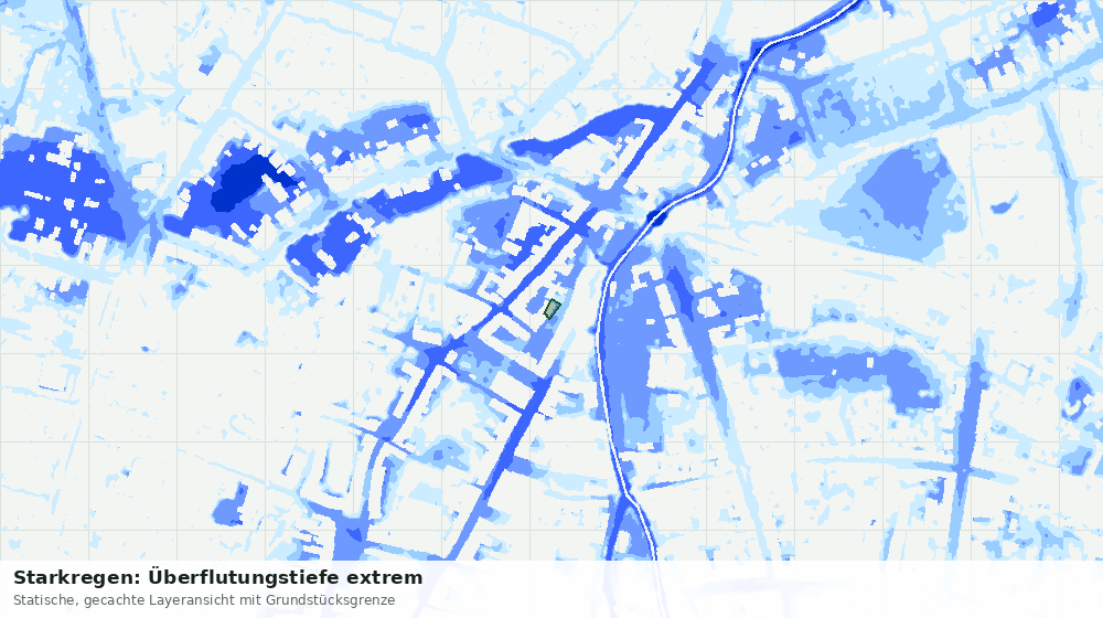 Statische Kartenansicht: Starkregen: Überflutungstiefe extrem