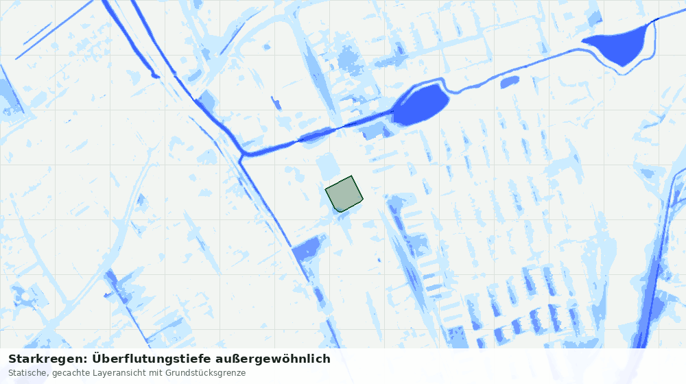 Statische Kartenansicht: Starkregen: Überflutungstiefe außergewöhnlich
