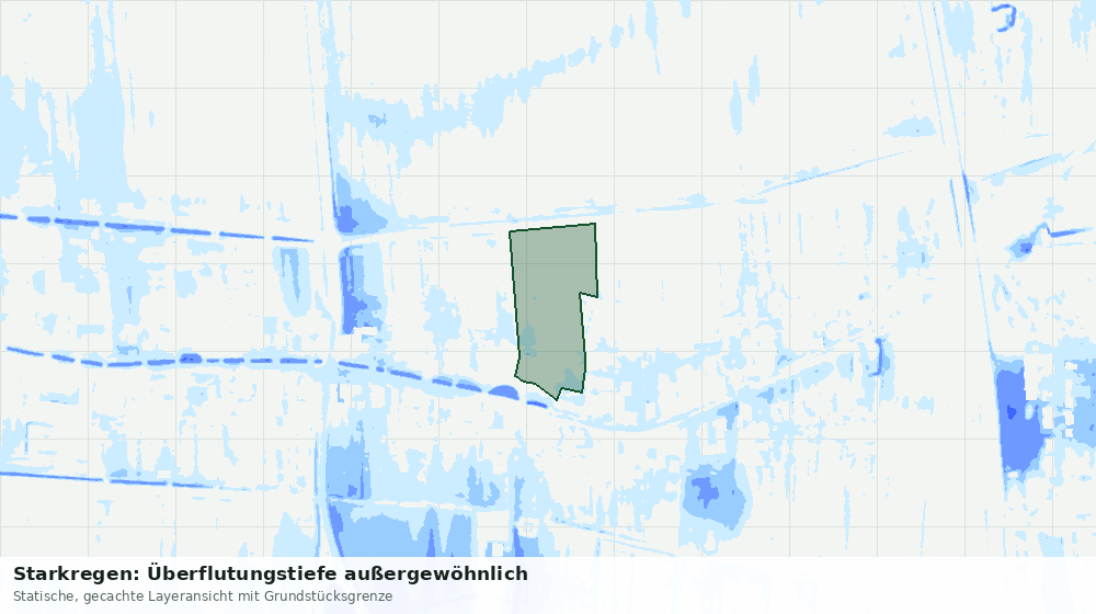 Statische Kartenansicht: Starkregen: Überflutungstiefe außergewöhnlich