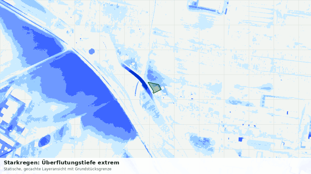 Statische Kartenansicht: Starkregen: Überflutungstiefe extrem