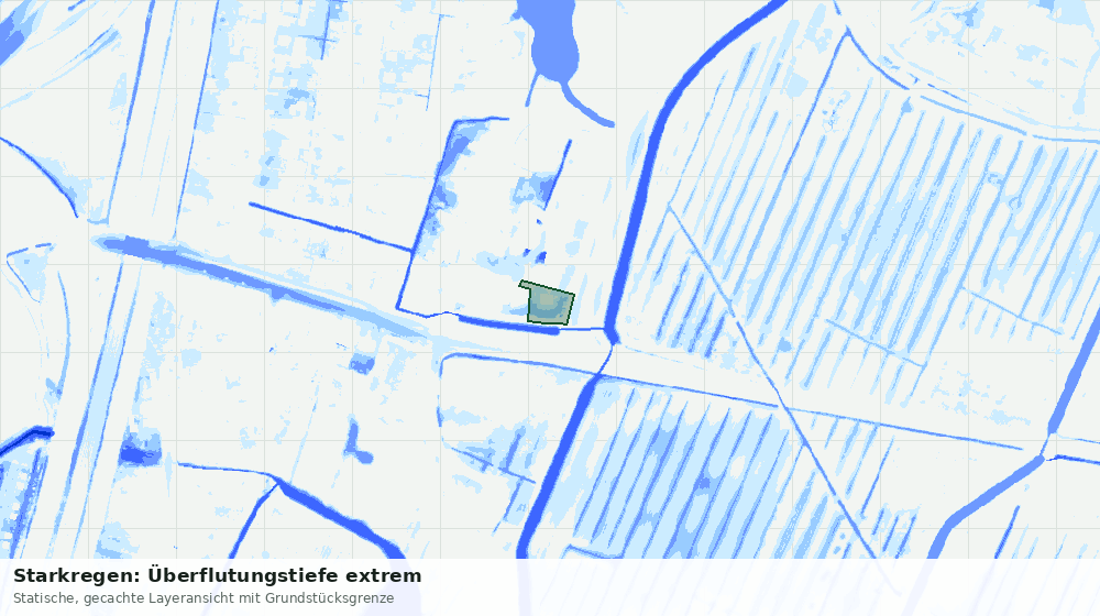 Statische Kartenansicht: Starkregen: Überflutungstiefe extrem