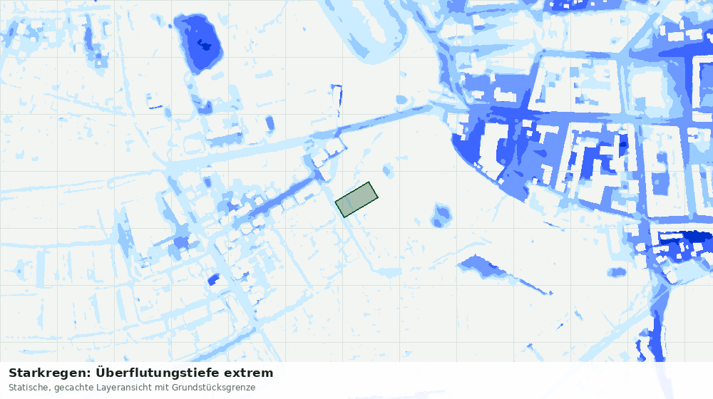 Statische Kartenansicht: Starkregen: Überflutungstiefe extrem