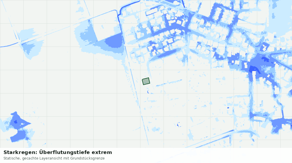 Statische Kartenansicht: Starkregen: Überflutungstiefe extrem