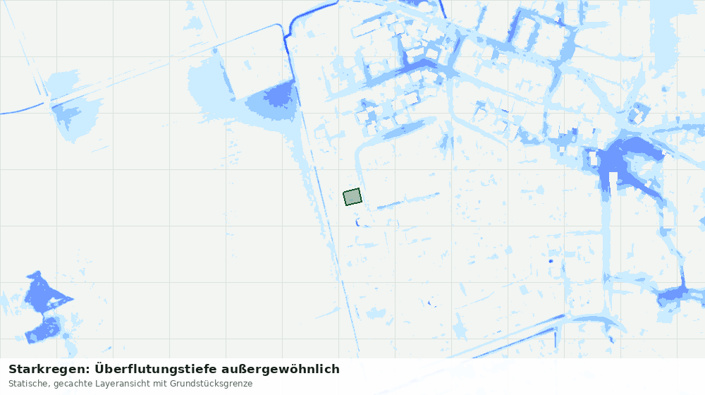 Statische Kartenansicht: Starkregen: Überflutungstiefe außergewöhnlich