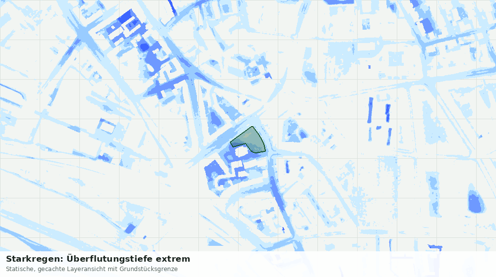 Statische Kartenansicht: Starkregen: Überflutungstiefe extrem