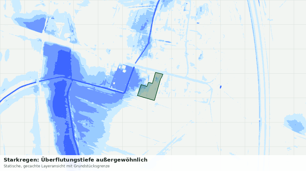 Statische Kartenansicht: Starkregen: Überflutungstiefe außergewöhnlich