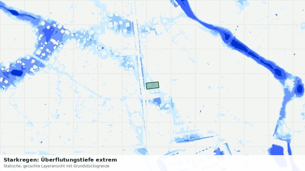 Statische Kartenansicht: Starkregen: Überflutungstiefe extrem