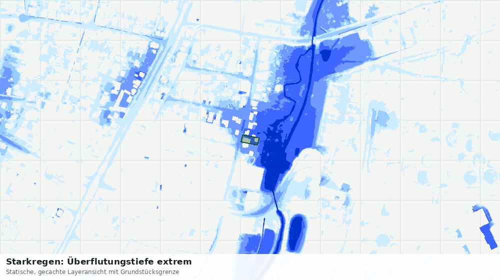 Statische Kartenansicht: Starkregen: Überflutungstiefe extrem