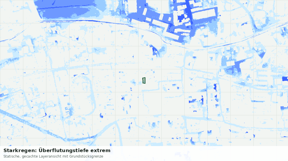 Statische Kartenansicht: Starkregen: Überflutungstiefe extrem